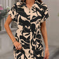 Robe chemise à manches courtes à imprimé floral pour femmes