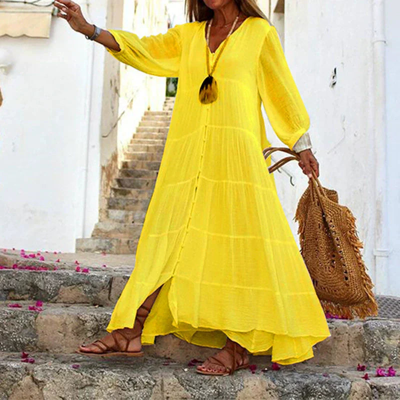 Robe longue ample à col en V pour femmes