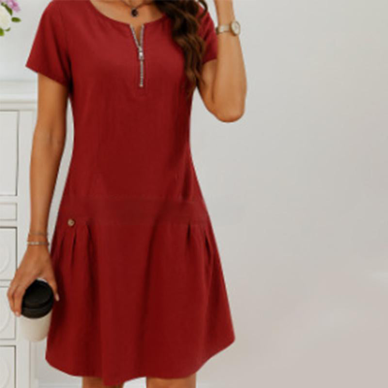 👗 60% DE RÉDUCTION! ✨ Robe Femme à Demi-Zip – Poches Boutonnées, Tissu Doux & Coupe Décontractée 🌸