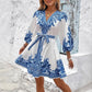 🌞🌸2025 ventes chaudes&Réduction limitée de 69% en été👱‍♀️Robe imprimée à col en V et ceinture nouée pour femme