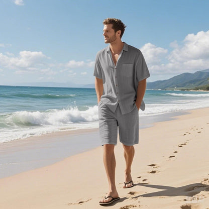 🏖️Offres spéciales d'été🌴 Ensemble de plage respirant pour homme - Manches courtes et short