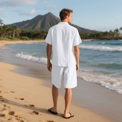🏖️Offres spéciales d'été🌴 Ensemble de plage respirant pour homme - Manches courtes et short