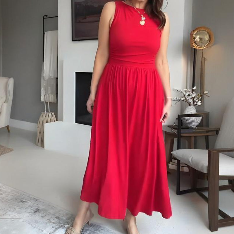 Robe longue élégante à col rond pour femme 👗