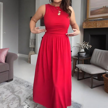 Robe longue élégante à col rond pour femme 👗