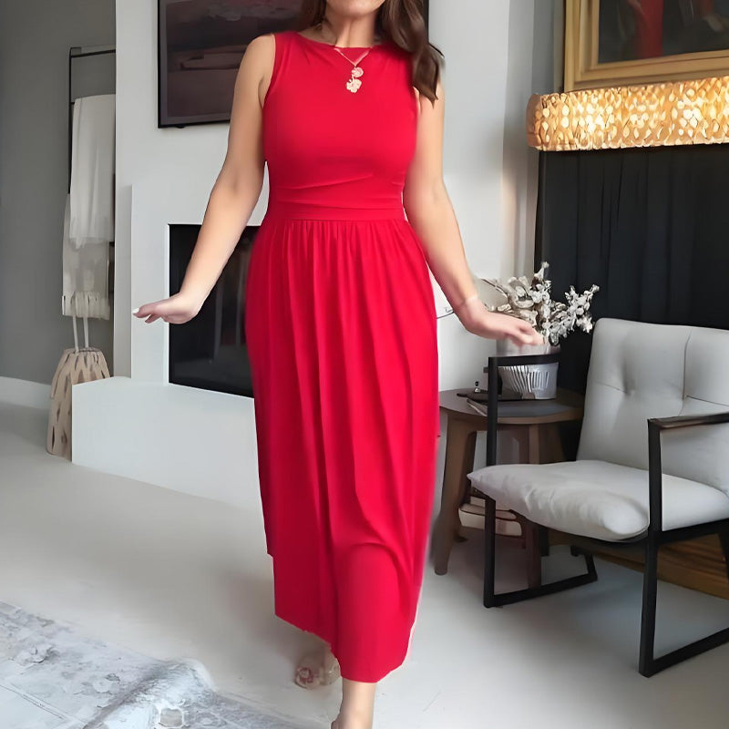 Robe longue élégante à col rond pour femme 👗
