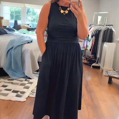 Robe longue élégante à col rond pour femme 👗