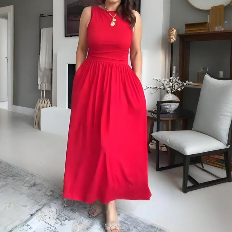Robe longue élégante à col rond pour femme 👗