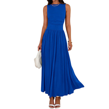 Robe longue élégante à col rond pour femme 👗