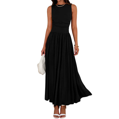 Robe longue élégante à col rond pour femme 👗