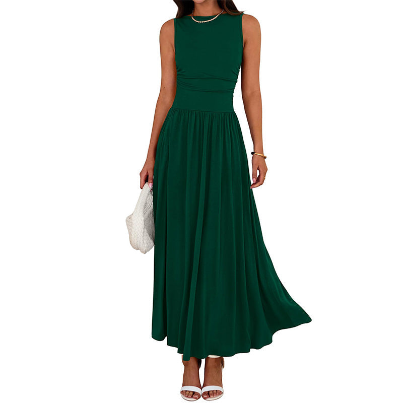 Robe longue élégante à col rond pour femme 👗