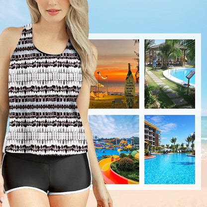 💕50% de réduction💕Ensemble de Bain Tankini Sportif Chic 3 Pièces pour Femme