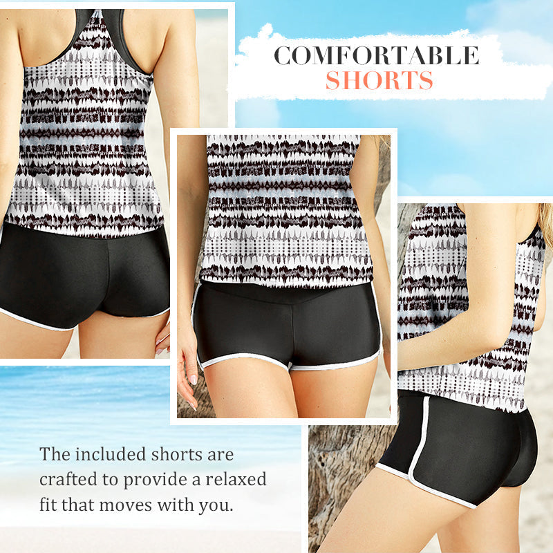 💕50% de réduction💕Ensemble de Bain Tankini Sportif Chic 3 Pièces pour Femme