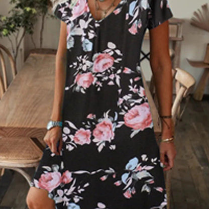 ✨ HOT SALE 2026 – 50% DE RÉDUCTION ! ⌛ Robe Longue Élégante à Col en V et Imprimé Floral pour Femme – Taille Haute, Tissu Coton Respirant & Manches Courtes – Parfaite pour l’Été, les Vacances et les Occasions Spéciales 🌸💃
