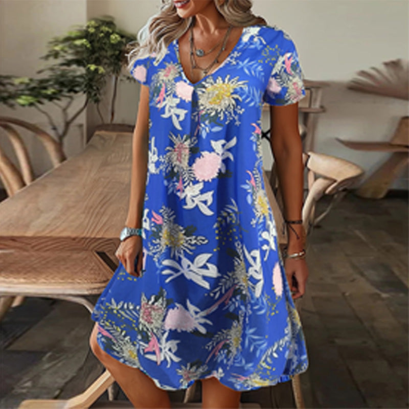 ✨ HOT SALE 2026 – 50% DE RÉDUCTION ! ⌛ Robe Longue Élégante à Col en V et Imprimé Floral pour Femme – Taille Haute, Tissu Coton Respirant & Manches Courtes – Parfaite pour l’Été, les Vacances et les Occasions Spéciales 🌸💃