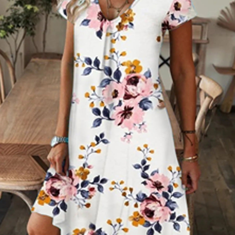 ✨ HOT SALE 2026 – 50% DE RÉDUCTION ! ⌛ Robe Longue Élégante à Col en V et Imprimé Floral pour Femme – Taille Haute, Tissu Coton Respirant & Manches Courtes – Parfaite pour l’Été, les Vacances et les Occasions Spéciales 🌸💃