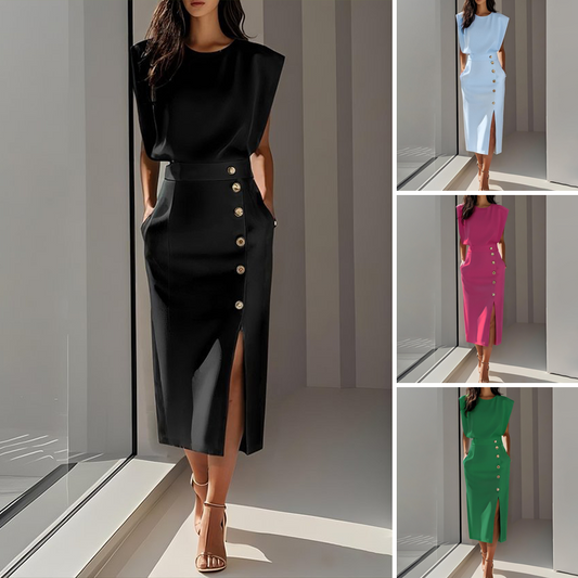 ✨50% de réduction🌸Robe midi fendue élégante pour femme