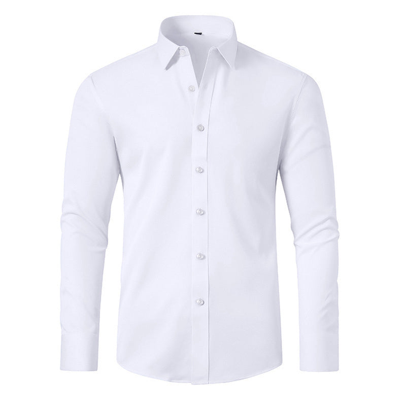 ✨50% de réduction✨Chemise extensible soyeuse, infroissable et de couleur unie pour homme