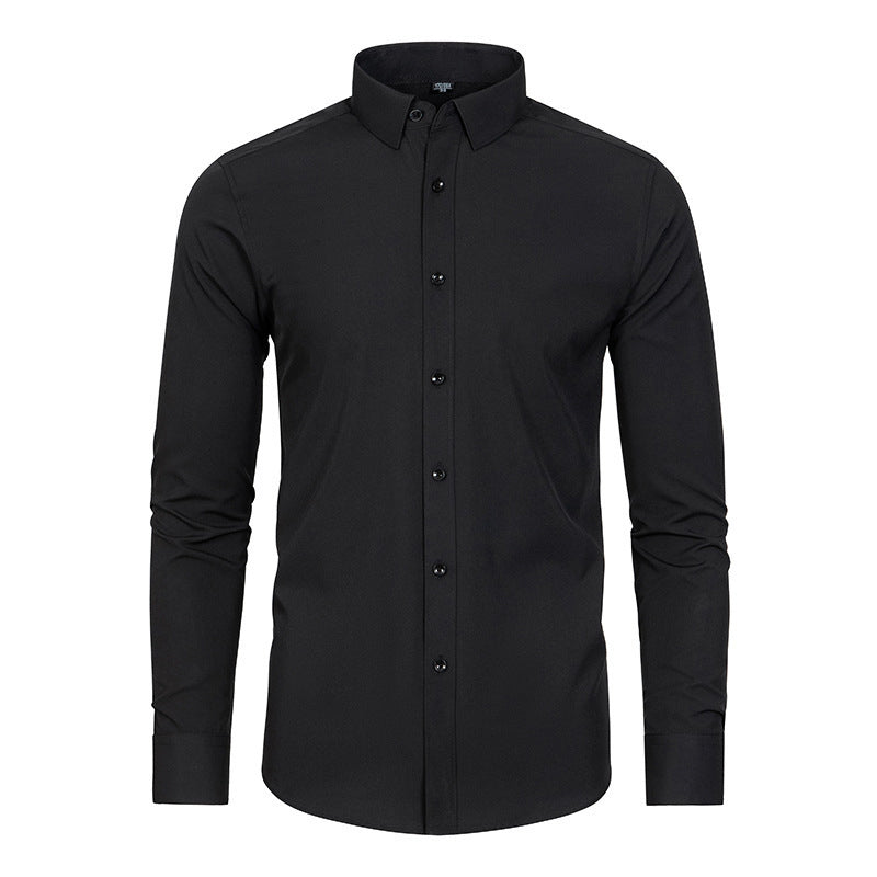 ✨50% de réduction✨Chemise extensible soyeuse, infroissable et de couleur unie pour homme