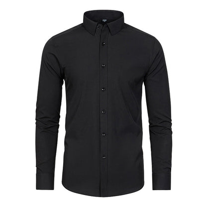 ✨50% de réduction✨Chemise extensible soyeuse, infroissable et de couleur unie pour homme