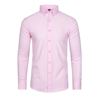 ✨50% de réduction✨Chemise extensible soyeuse, infroissable et de couleur unie pour homme