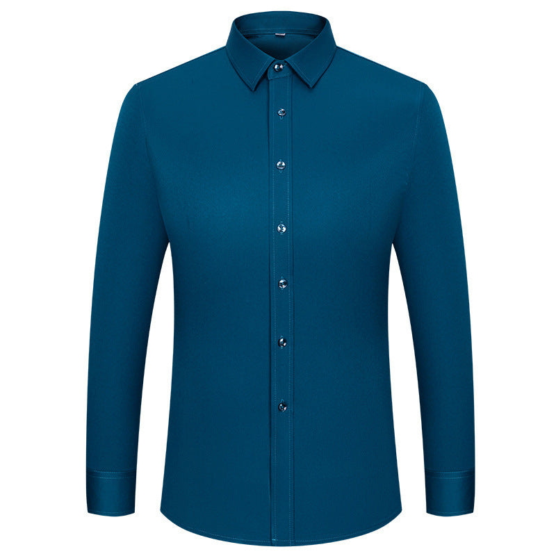 ✨50% de réduction✨Chemise extensible soyeuse, infroissable et de couleur unie pour homme
