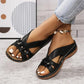 Sandale en cuir pour femme à motif floral