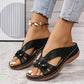 Sandale en cuir pour femme à motif floral
