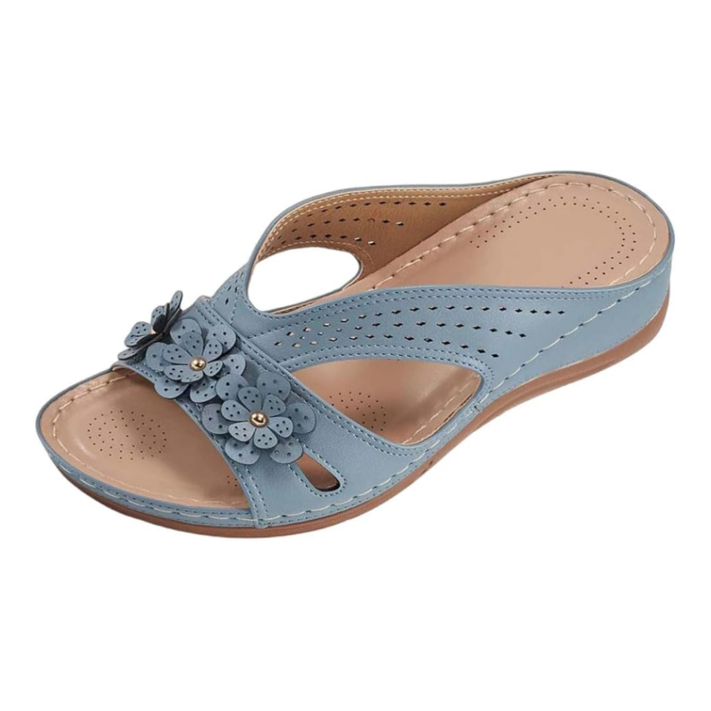 Sandale en cuir pour femme à motif floral