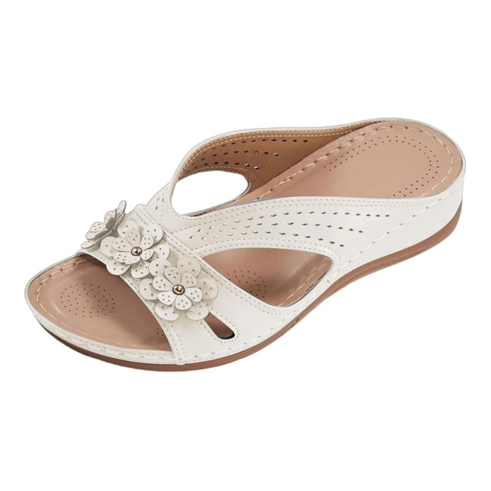 Sandale en cuir pour femme à motif floral