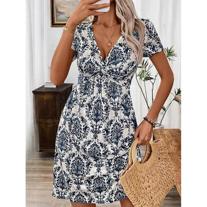 🔥Robe sans manches à col en V et à taille plissée pour femmes