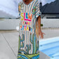 👗Robe femme à imprimé tendance, manches courtes et col en V