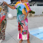 👗Robe femme à imprimé tendance, manches courtes et col en V