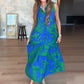 🌺 Robe Longue Sans Manches à Imprimé Exotique – Look Île & Coucher de Soleil 🌅 ✨ Tissu Léger & Coupe Élégante – Sublimez Votre Été avec Style !👗