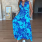 🌺 Robe Longue Sans Manches à Imprimé Exotique – Look Île & Coucher de Soleil 🌅 ✨ Tissu Léger & Coupe Élégante – Sublimez Votre Été avec Style !👗