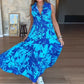 🌺 Robe Longue Sans Manches à Imprimé Exotique – Look Île & Coucher de Soleil 🌅 ✨ Tissu Léger & Coupe Élégante – Sublimez Votre Été avec Style !👗