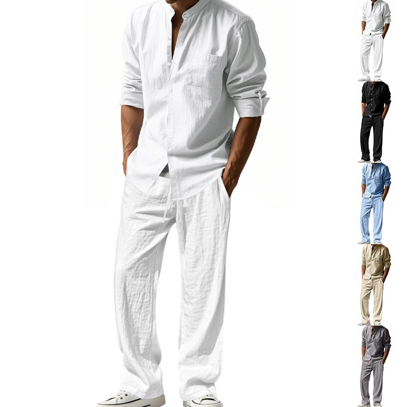 📢📢40 % DE RÉDUCTION !! ⏰Ensemble chemise et pantalon pour homme – Style décontracté, lin respirant, coupe ample
