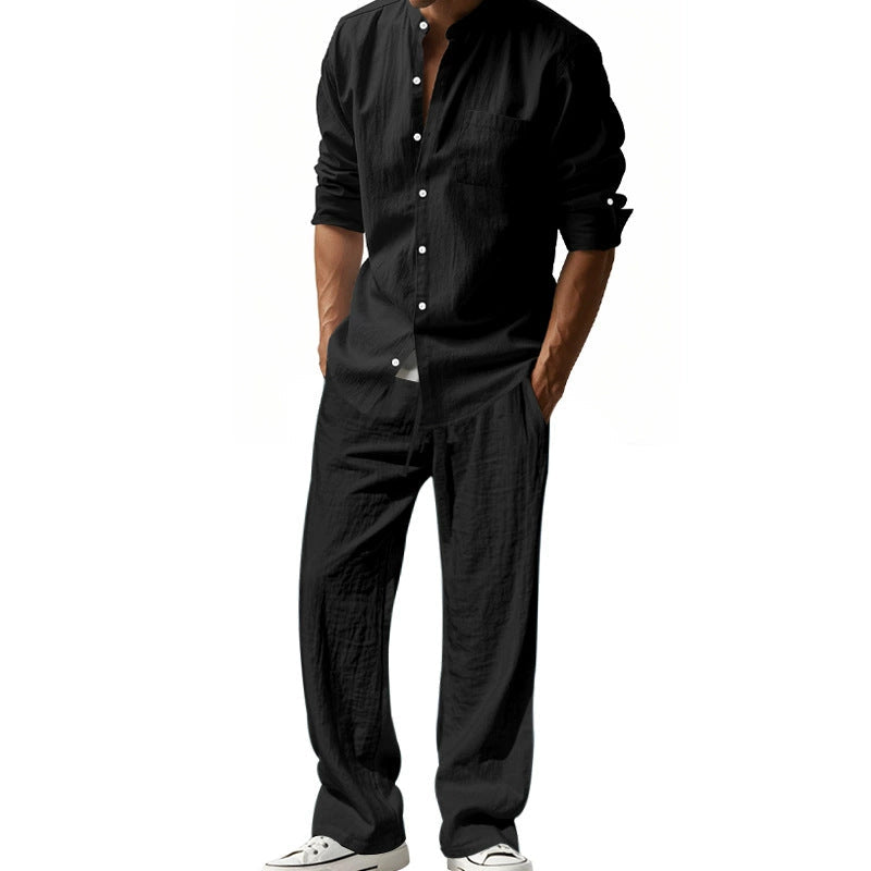 📢📢40 % DE RÉDUCTION !! ⏰Ensemble chemise et pantalon pour homme – Style décontracté, lin respirant, coupe ample