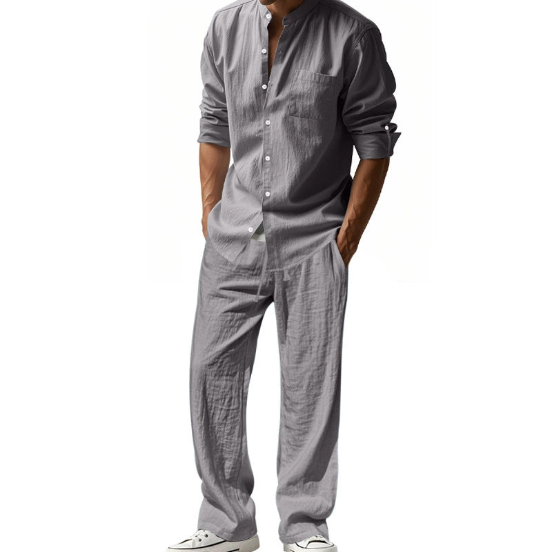 📢📢40 % DE RÉDUCTION !! ⏰Ensemble chemise et pantalon pour homme – Style décontracté, lin respirant, coupe ample