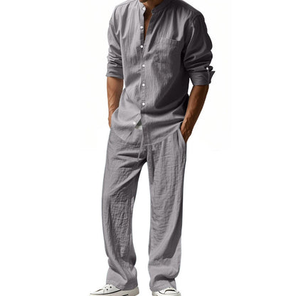 📢📢40 % DE RÉDUCTION !! ⏰Ensemble chemise et pantalon pour homme – Style décontracté, lin respirant, coupe ample