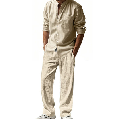 📢📢40 % DE RÉDUCTION !! ⏰Ensemble chemise et pantalon pour homme – Style décontracté, lin respirant, coupe ample