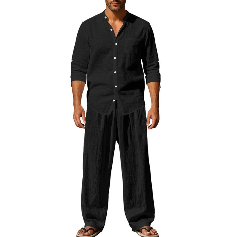 📢📢40 % DE RÉDUCTION !! ⏰Ensemble chemise et pantalon pour homme – Style décontracté, lin respirant, coupe ample
