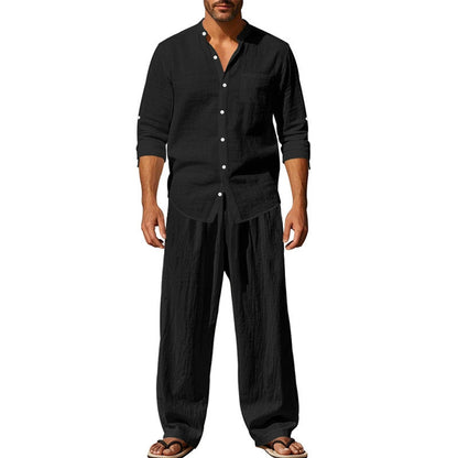 📢📢40 % DE RÉDUCTION !! ⏰Ensemble chemise et pantalon pour homme – Style décontracté, lin respirant, coupe ample