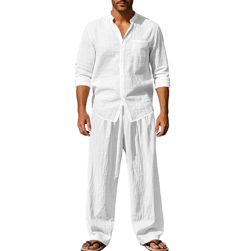 📢📢40 % DE RÉDUCTION !! ⏰Ensemble chemise et pantalon pour homme – Style décontracté, lin respirant, coupe ample