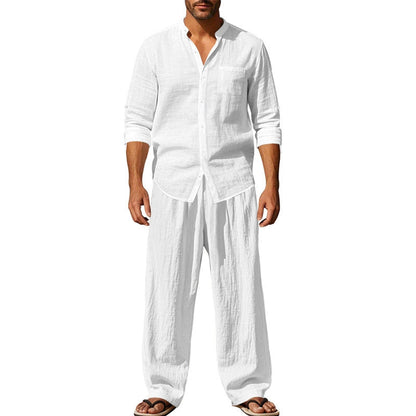 📢📢40 % DE RÉDUCTION !! ⏰Ensemble chemise et pantalon pour homme – Style décontracté, lin respirant, coupe ample