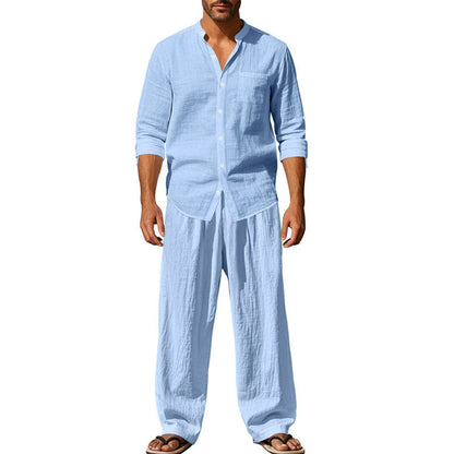 📢📢40 % DE RÉDUCTION !! ⏰Ensemble chemise et pantalon pour homme – Style décontracté, lin respirant, coupe ample