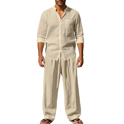 📢📢40 % DE RÉDUCTION !! ⏰Ensemble chemise et pantalon pour homme – Style décontracté, lin respirant, coupe ample