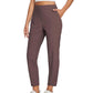 Pantalon élastique à taille haute avec poches zippées pour femmes