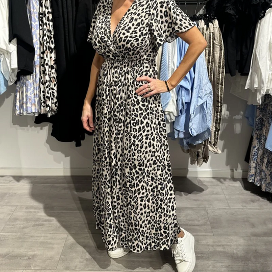🥳durée limitée, demi-tarif🥰Robe longue imprimé léopard pour femme