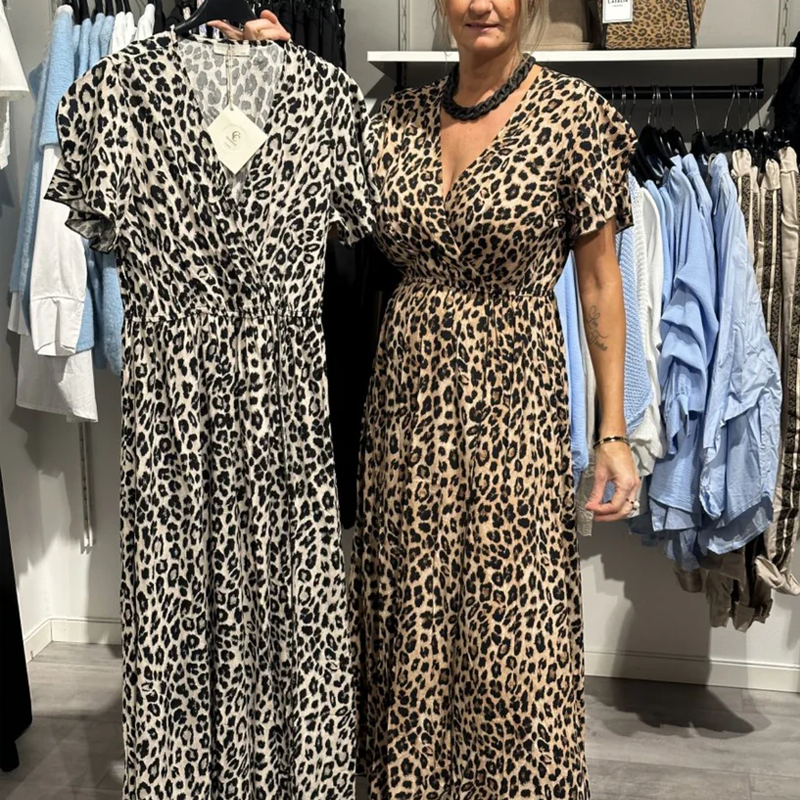 🥳durée limitée, demi-tarif🥰Robe longue imprimé léopard pour femme