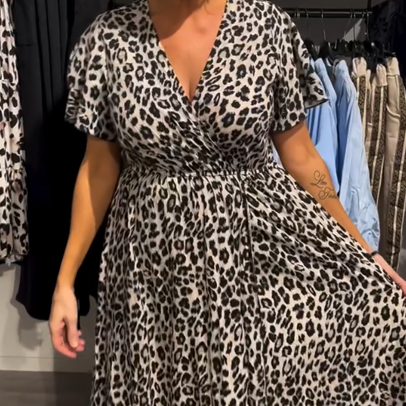 🥳durée limitée, demi-tarif🥰Robe longue imprimé léopard pour femme